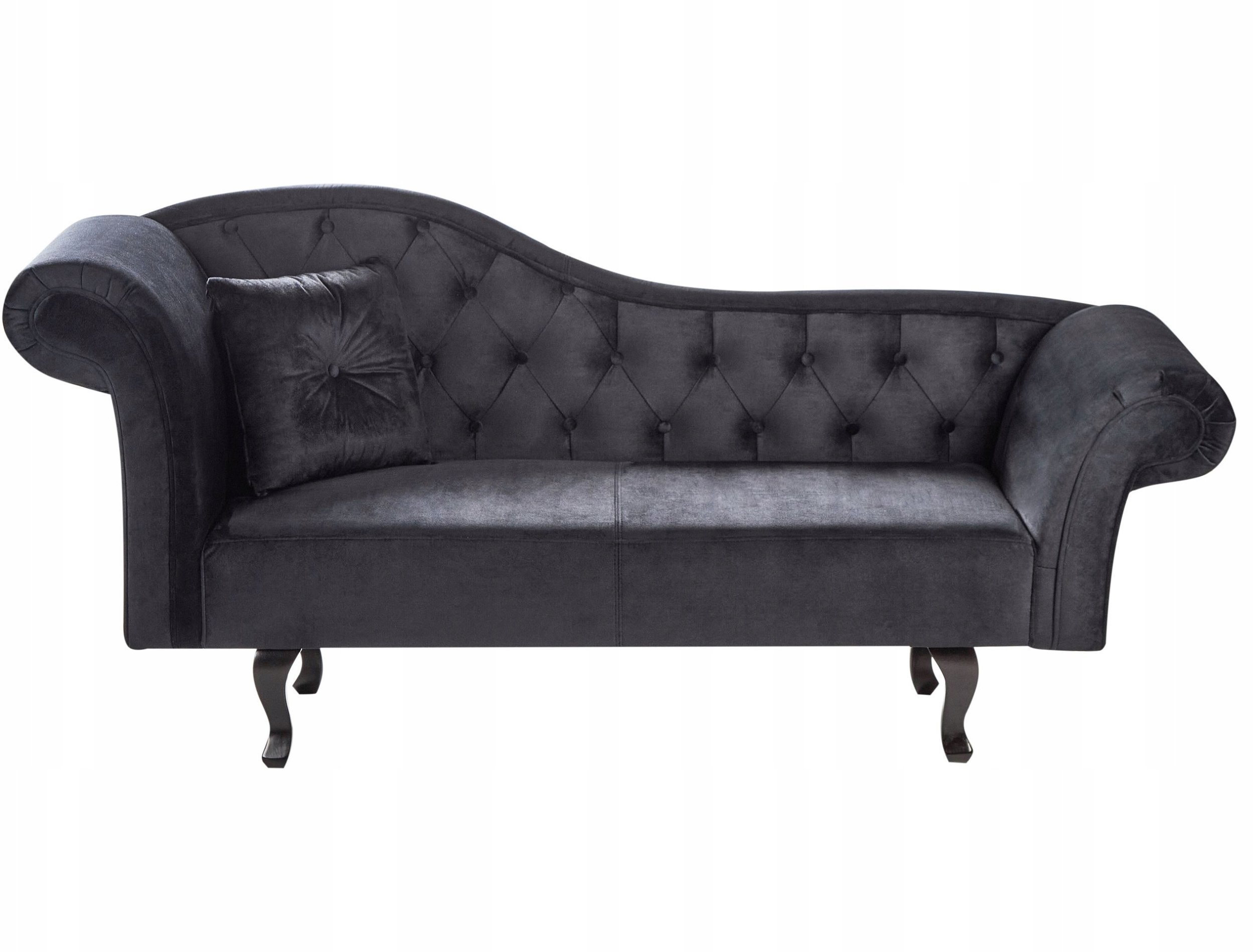 Szezlong welurowy lewostronny czarny LATTES II