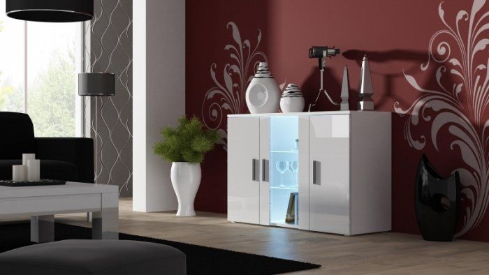 Cama Meble Komoda 120cm SOHO S7 biały/ biały połysk