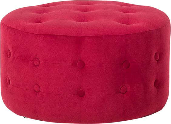 Beliani Puf welurowy 55 cm czerwony TAMPA