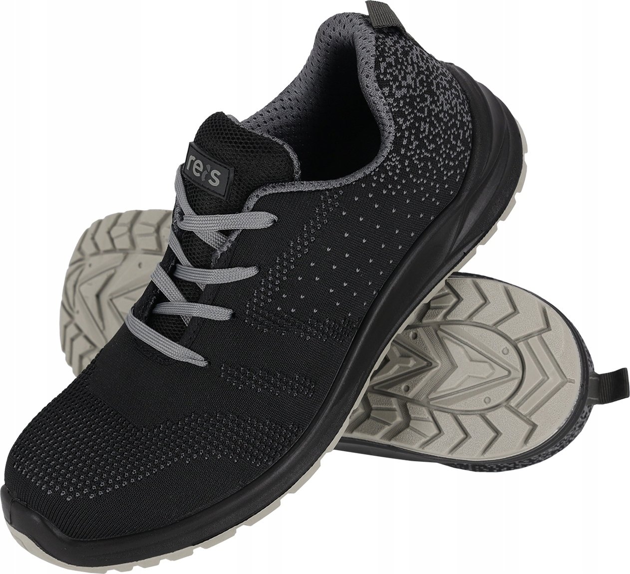 Reis BRDROP S1 SR FO Półbuty bezpieczne stalowy podnosek tkanina podeszwa antypoślizgowa olejoodporna antystatyczna czarno-szary 37