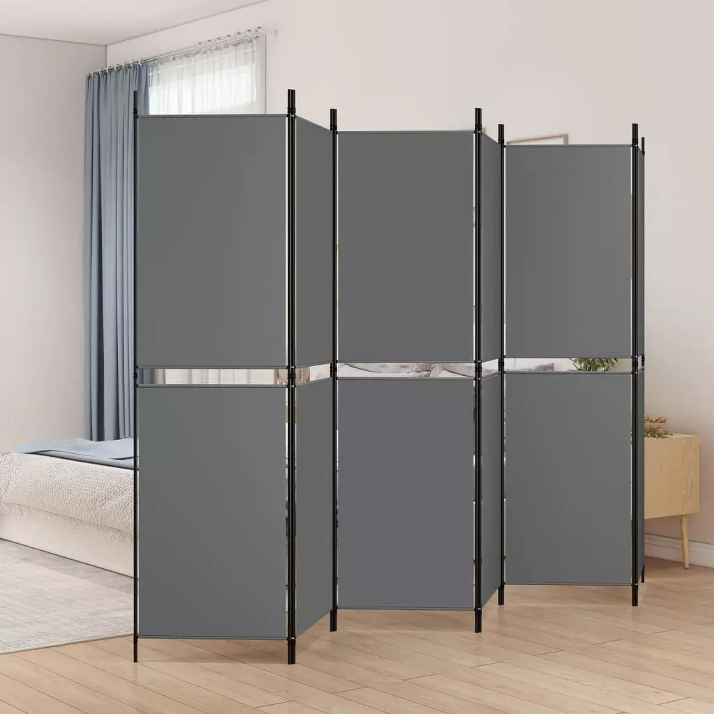 vidaXL vidaXL Parawan 6-panelowy, antracytowy, 300 x 180 cm, tkanina