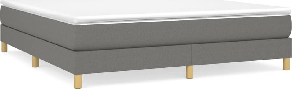 Łóżko Kontynentalne Z Materacem, Ciemnoszara Tkanina 160X200 Cm