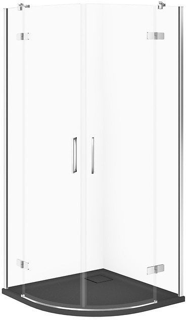 SET C626 KABINA CITY PÓŁOKR CHROM 90X90X195+TAKO SLIM SZARY MAT WIR