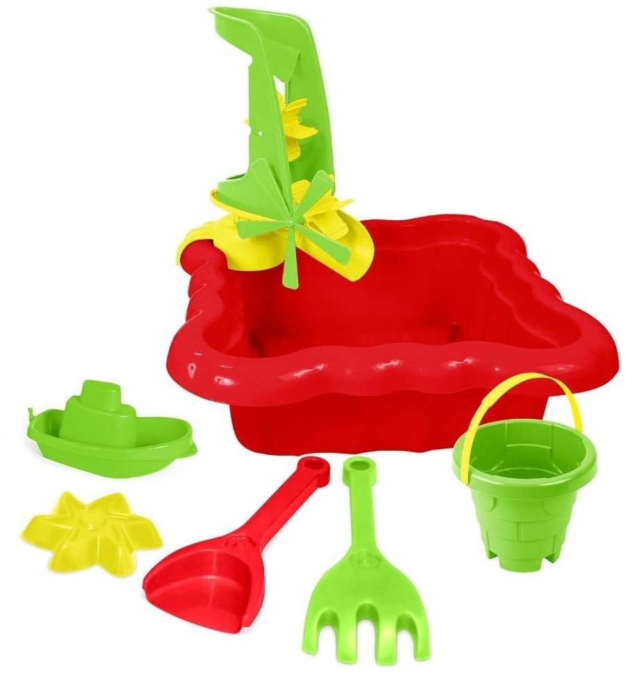 Piaskownica z akcesoriami czerwona