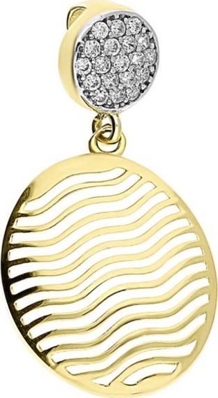 Lovrin Złota przywieszka 585 AŻUROWE KÓŁKO Z CYRKONIAMI 1,03g