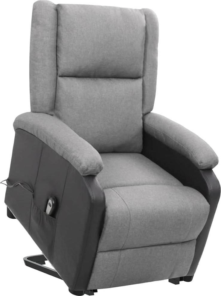vidaXL Podnoszony fotel wypoczynkowy, jasnoszary, tapicerowany tkaniną