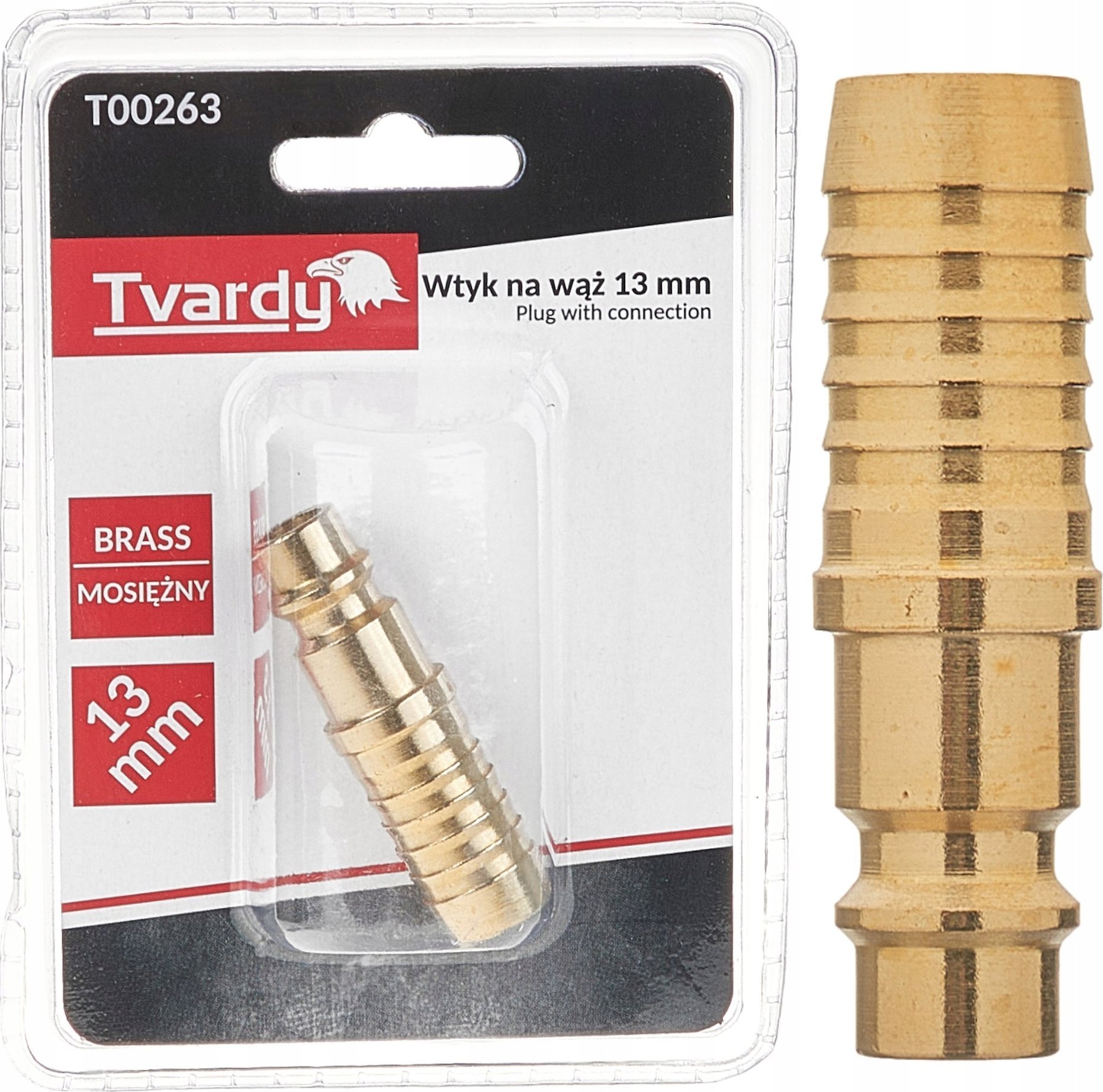 Wtyk mosiężny na wąż 13mm typ męski (1/10/100)