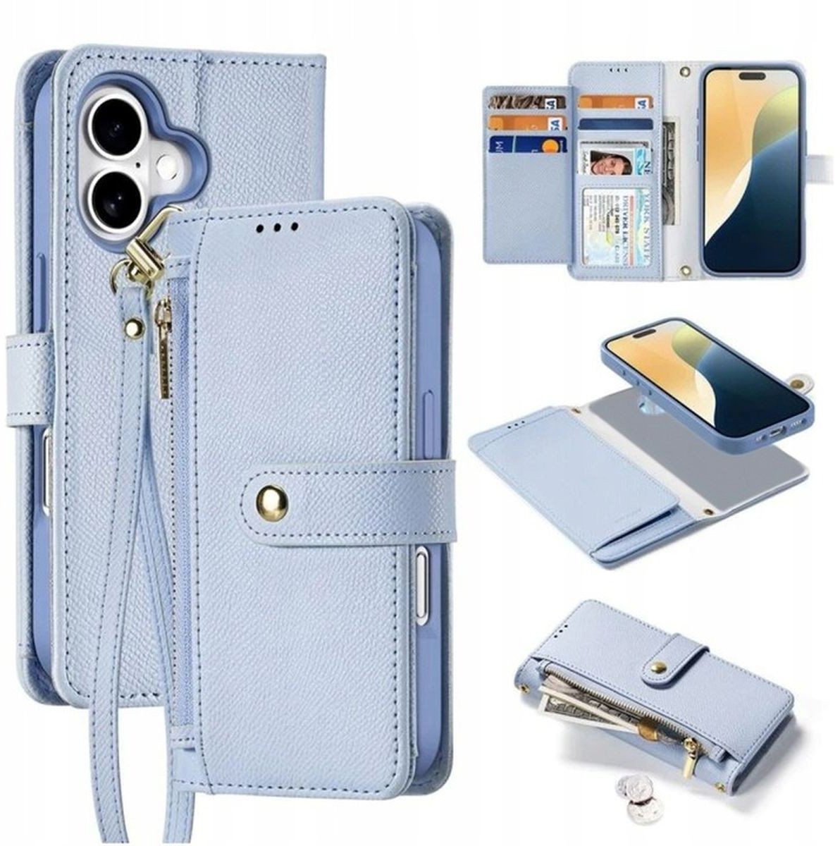 Etui magnetyczne z klapką Dux Ducis Lawa do iPhone 16 Plus, niebieskie