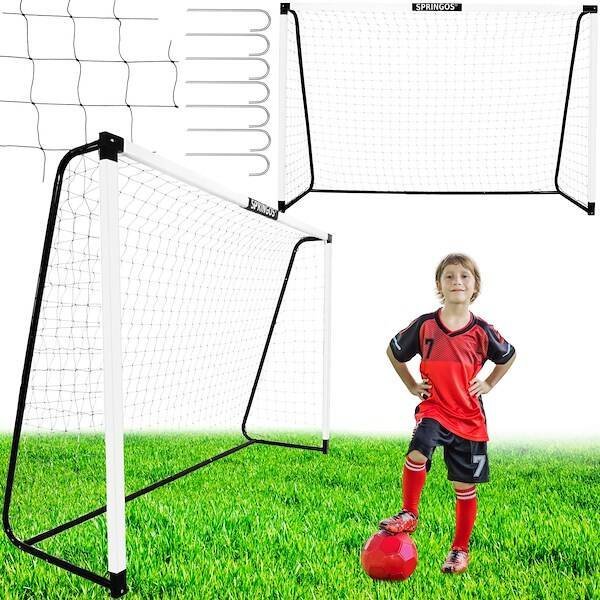 Springos Bramka piłkarska, treningowa 300x200x90 cm metalowa z siatką do piłki nożnej UNIWERSALNY