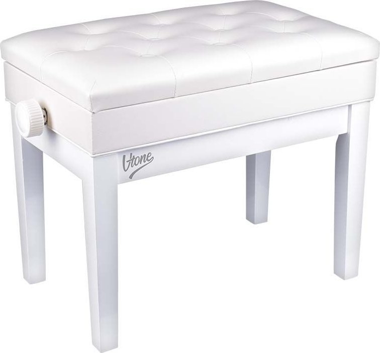 Alkotest ŁAWA DO PIANINA FORTEPIANU REGULOWANA SOLIDNA STABILNA ZE SCHOWKIEM BIAŁA