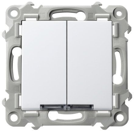 Łącznik schodowy Ospel Szafir ŁP-10ZS/m/00 podwójny z podświetleniem białym biały