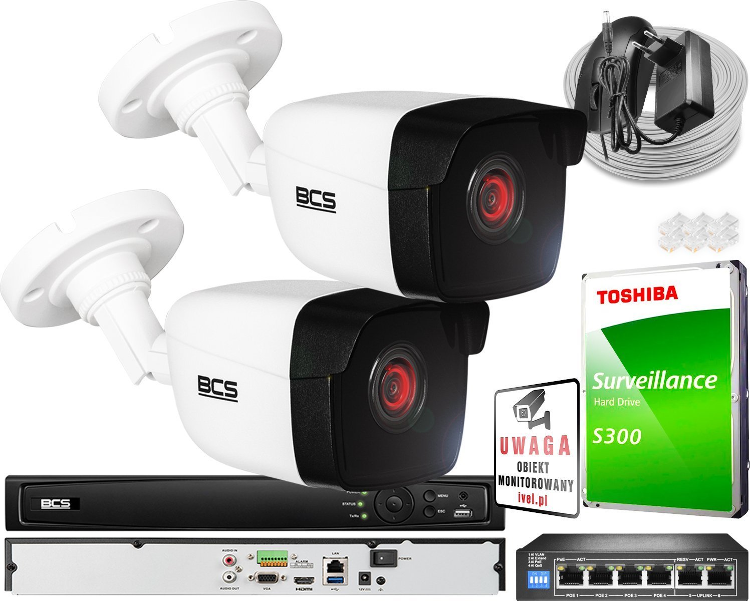BCS View Oferta monitoringu 2x kamera 5 MPx BCS-V-TIP15FWR3 IR 30m, funkcje inteligentne