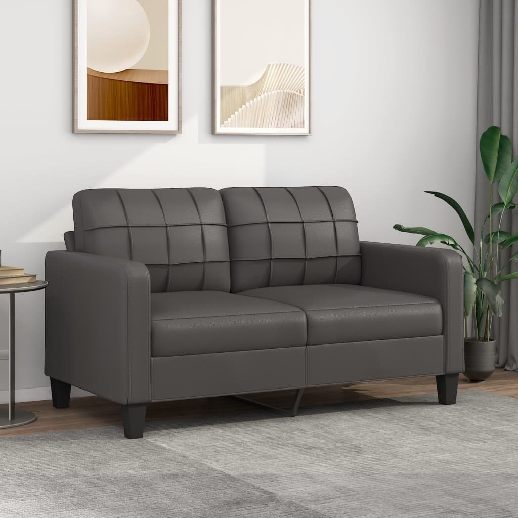 vidaXL vidaXL 2-osobowa sofa, szary, 140 cm, sztuczna skóra