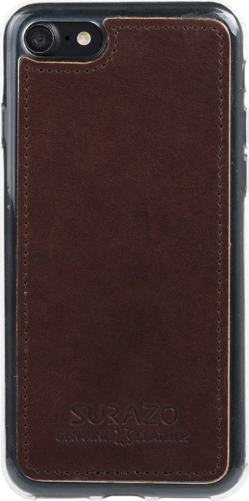 Surazo Etui na tył telefonu Surazo skóra naturalna Back case - Western Ciemny Brązowy