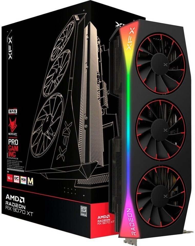 Karta graficzna XFX Mercury Radeon RX 9070 XT OC Magnetic Air RGB 16GB GDDR6 (RX-97TMARGB9)