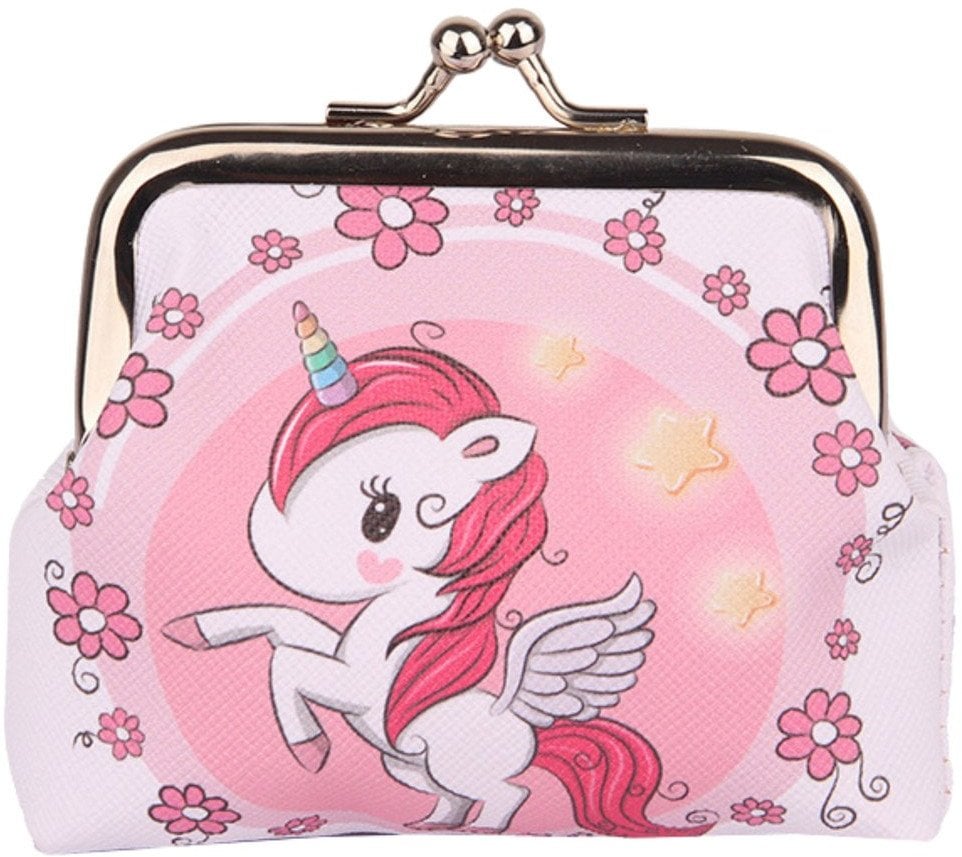 Portfelik Dziecięcy Jednorożec Kwiatki Metalowy Zatrzask 10x9cm