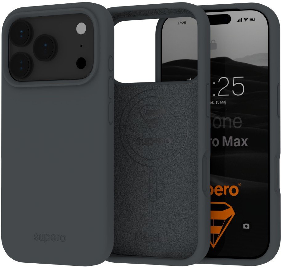 Etui silikonowe Supero MagSkin MagSafe do iPhone 17 Pro Max, ciemnoszare