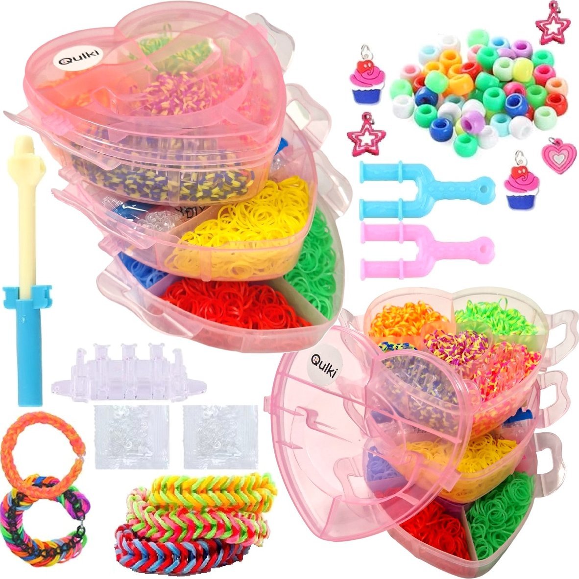 Qulki GUMKI DO ROBIENIA BRANSOLETEK W KUFERKU DUŻY ZESTAW 4500 szt Kuferek XXL