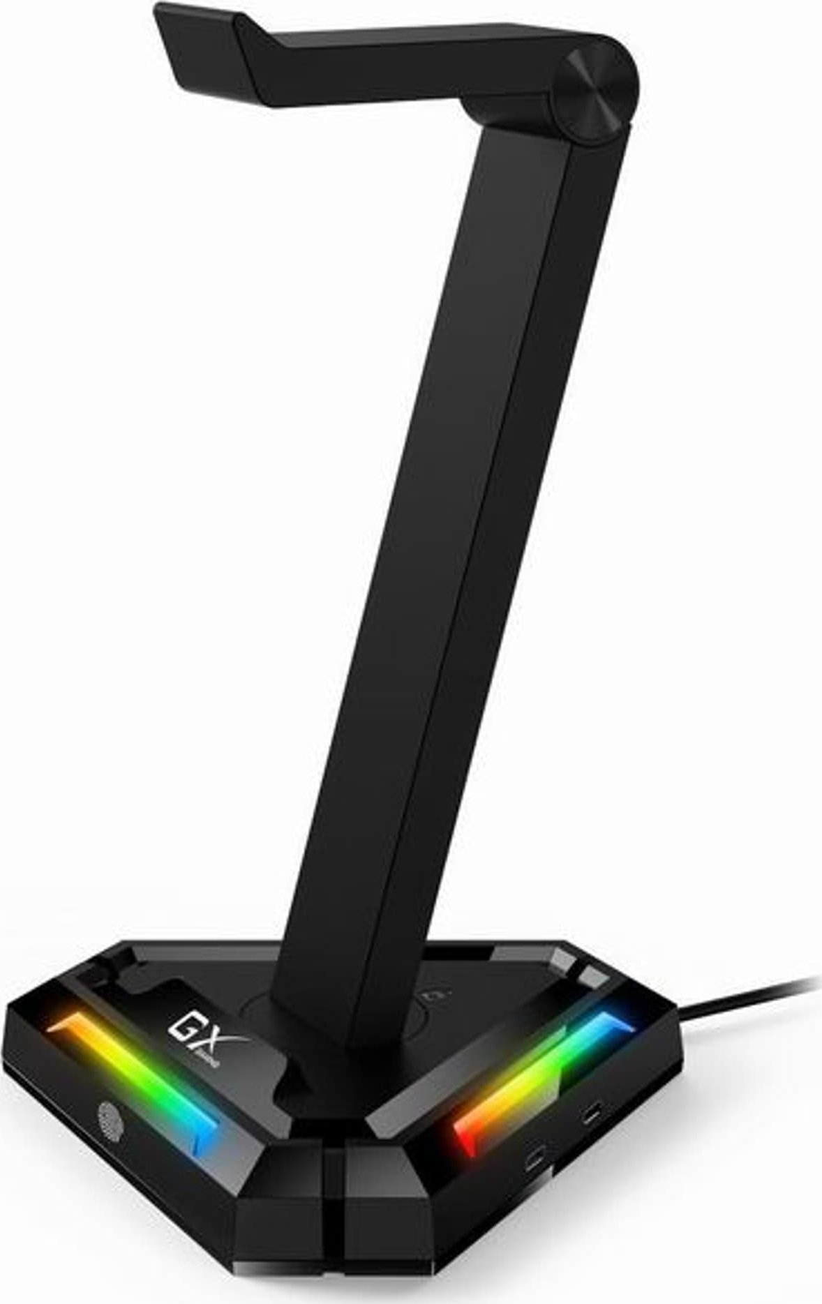 Genius Genius Stojak na słuchawki z podświetleniem RGB GX-UH100, 2x USB-A 2x USB-C HUB, czarny