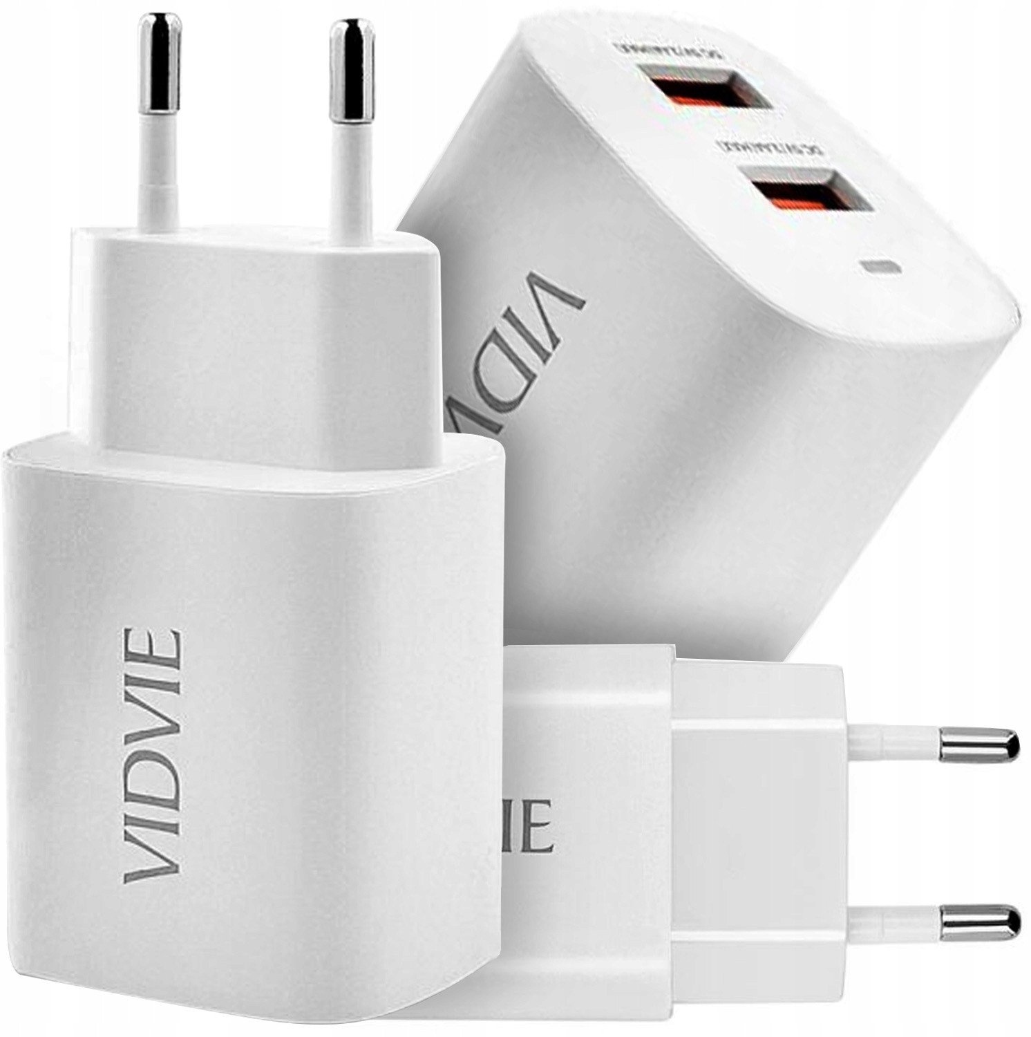 Ładowarka Sieciowa Szybka 2x USB VIDVIE PLE250 2.4A 5V Smart ID Fast Biała