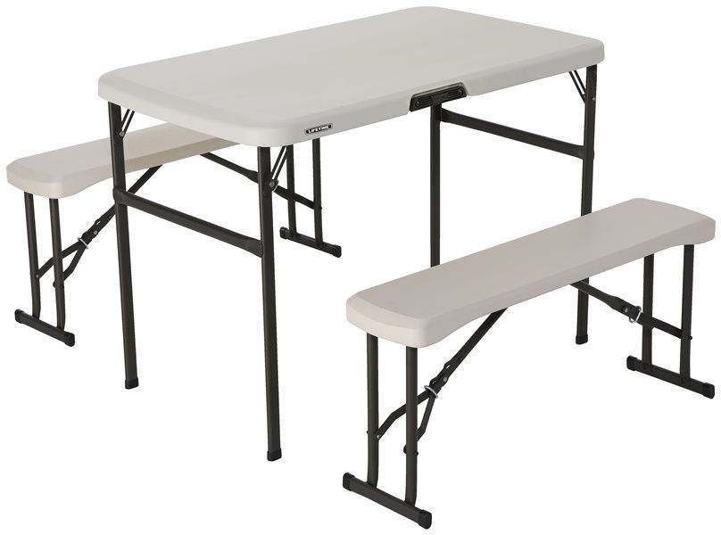 Lifetime Zestaw dwóch ławek i stołu migdałowy brąz 106cm (80352)