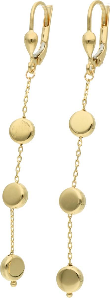 Rosanto Długie złote wiszące kolczyki z pastylkami 585 14k