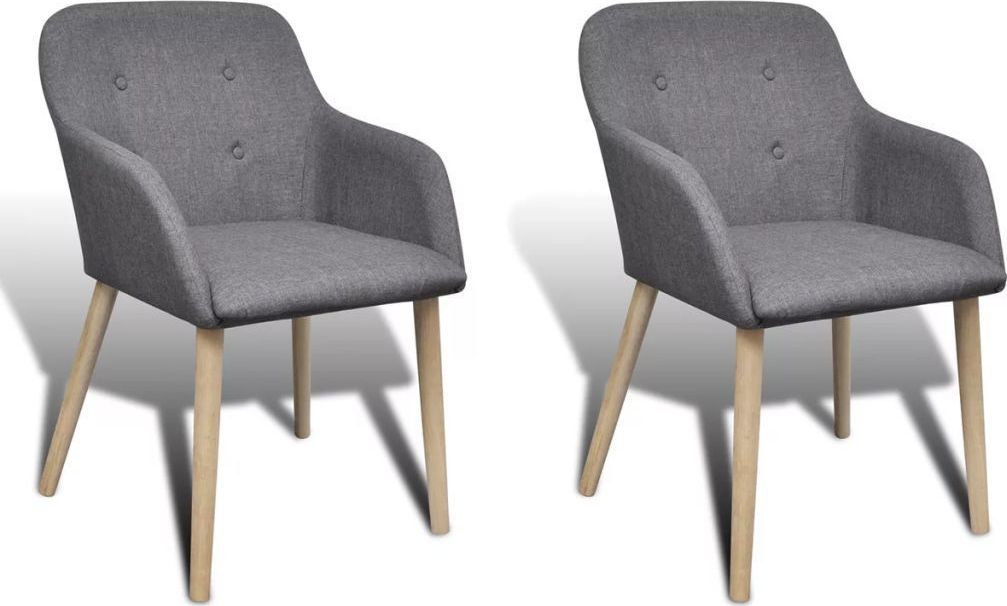 vidaXL Krzesła do jadalni, 2 szt., jasnoszare, tkanina i lity dąb