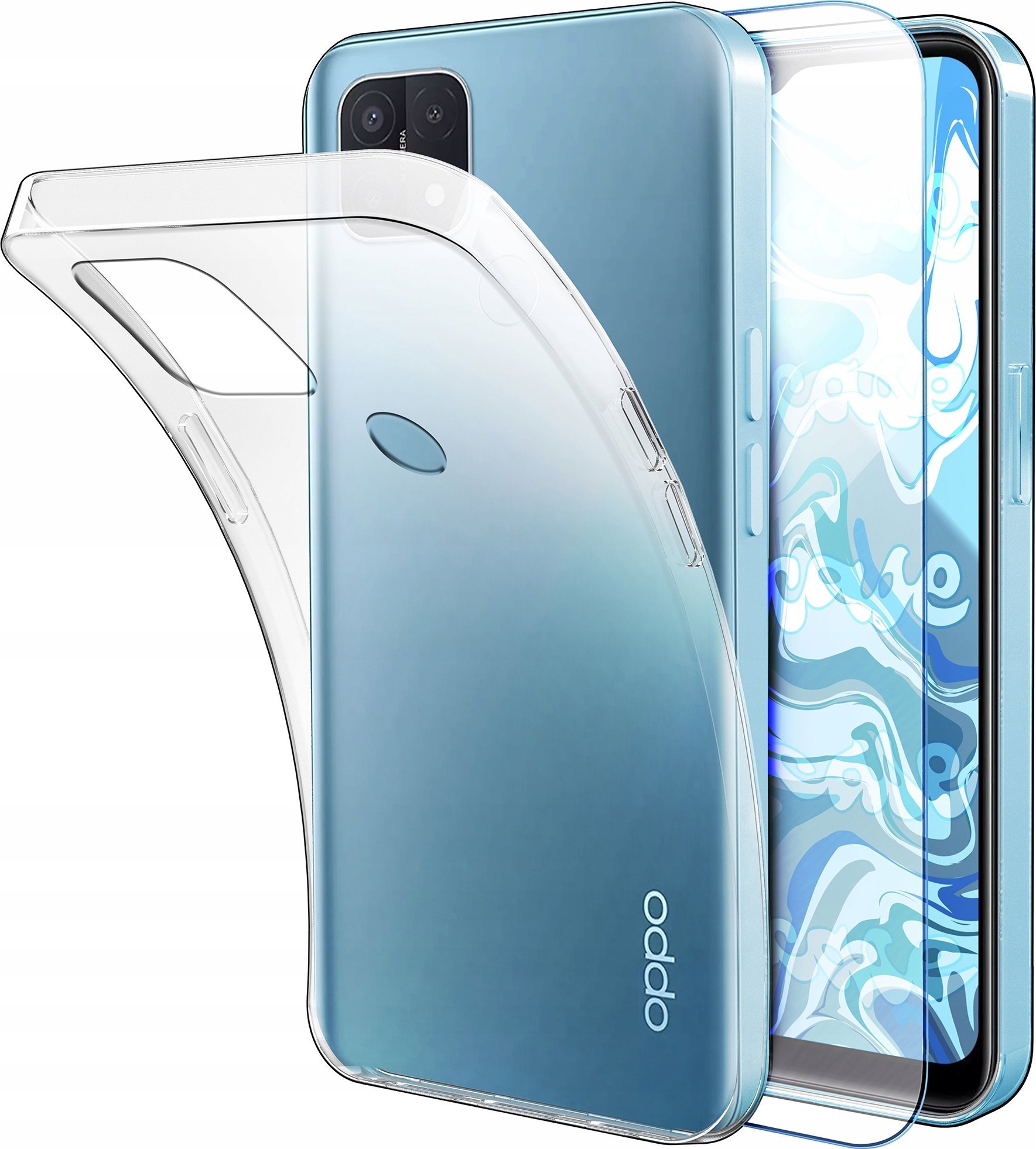 Etui Do Oppo A15 / A15S (Przezroczyste, Silikonowe, Ochronne) Szkło 9H