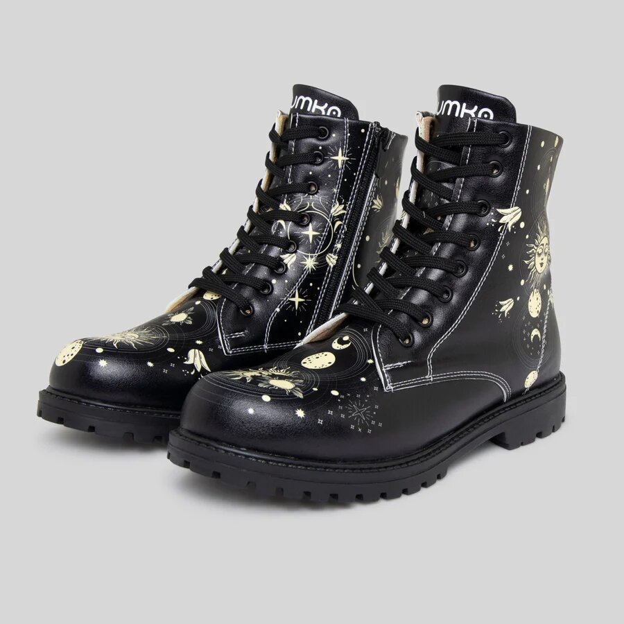 Mumka Shoes Botki traperki wegańskie w Słońce i księżyc czarne Mumka-37