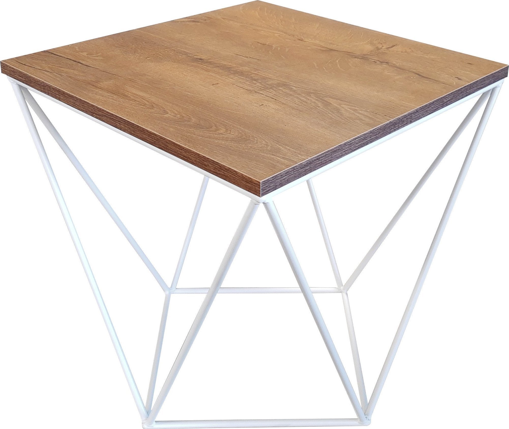 Atos Stolik kawowy druciany LOFT Industrial orzech/biały