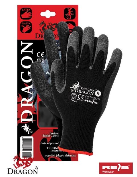 Reis Rękawice ochronne wykonane z dzianiny powlekane rozmiar 10 - DRAGON BB 10