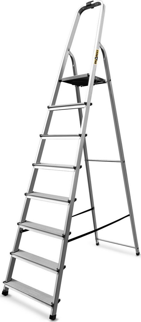 DRABEST Drabina aluminiowa, 8 stopni wytrzymałość: 125-150 kg (wytrzymałość 125 kg)