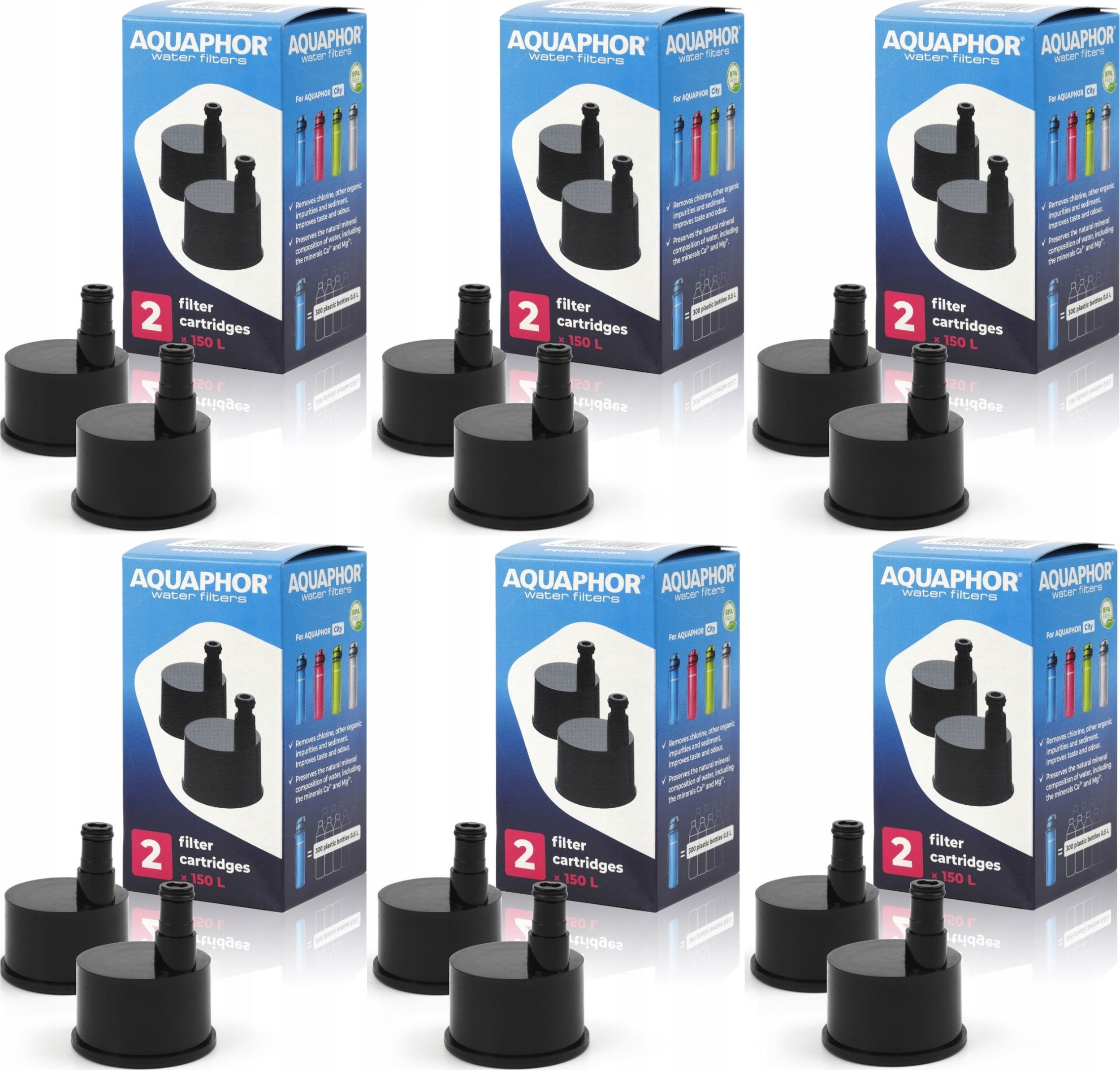 Wkład filtrujący bo butelki na wodę Aquaphor City, zestaw 12 szt.