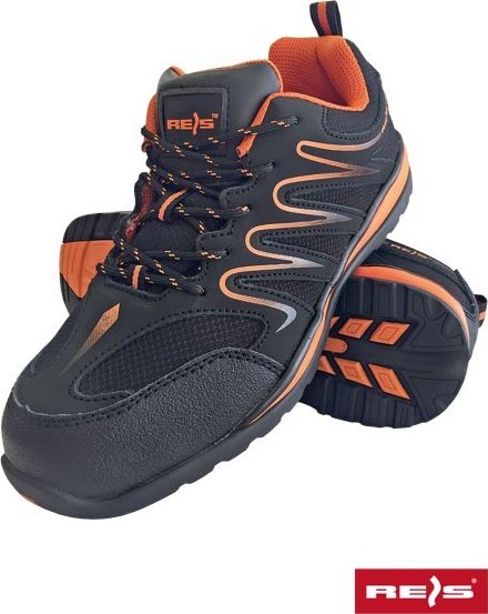R.E.I.S. BRECUADOR-OB FO SRA - obuwie ochronne skóra nubuck połączonej z siateczką - czarno-pomarańczowy 48