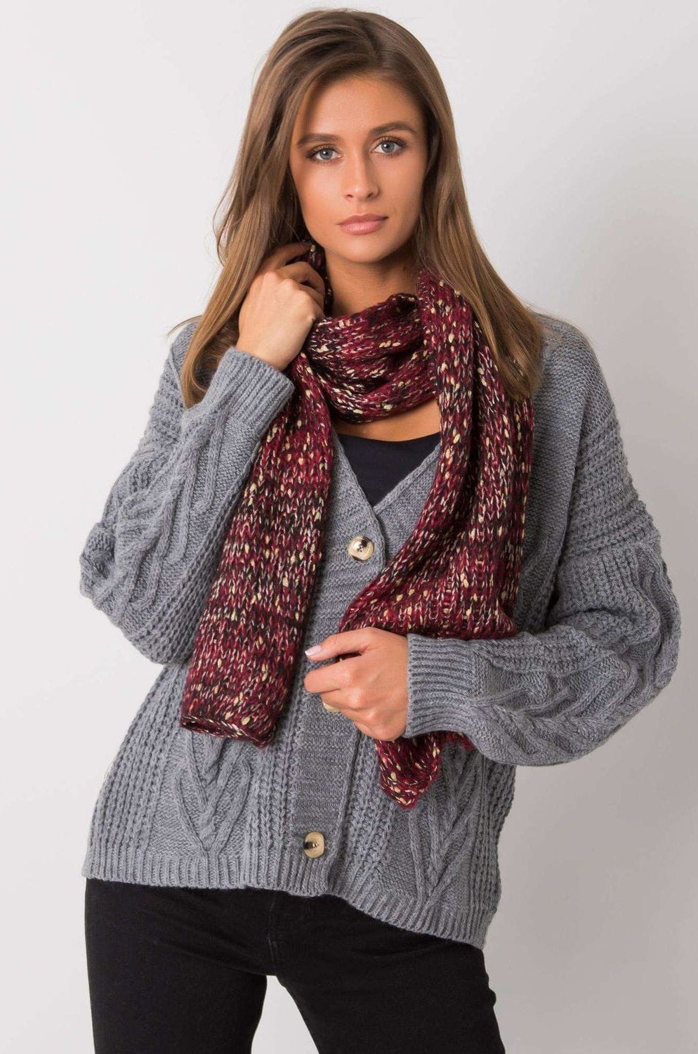 AT Szalik Damski Model AT-SZ-RH-1407.23X Bordo