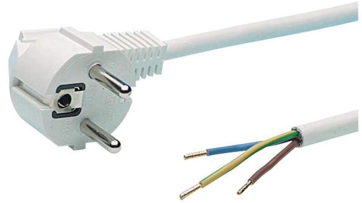 Przewód sznur przyłączeniowy z wtyczką kątową OMY 3x1,0 3m, biały / 87333