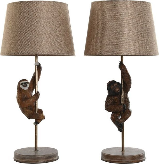 Lampa stołowa Bigbuy Home Lampa stołowa Home ESPRIT Brązowy Metal Żywica 50 W 220 V 26 x 26 x 53,5 cm (2 Sztuk)