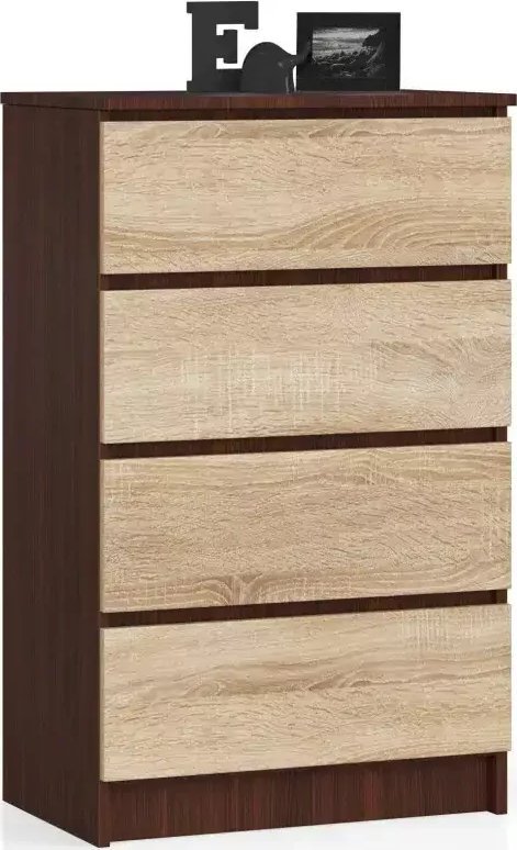 Elior Wąska komoda z szufladami wenge + dąb sonoma - Ranti 3X