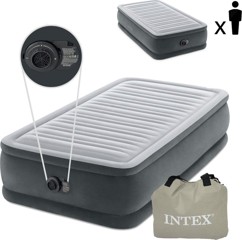 Intex Materac dmuchany 191x99cm z pompką jednoosobowy Intex DELUXE 64412ND