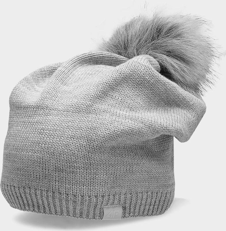 4f Czapka zimowa H4Z22-CAD009 Chłodny jasny szary melanż r.one size