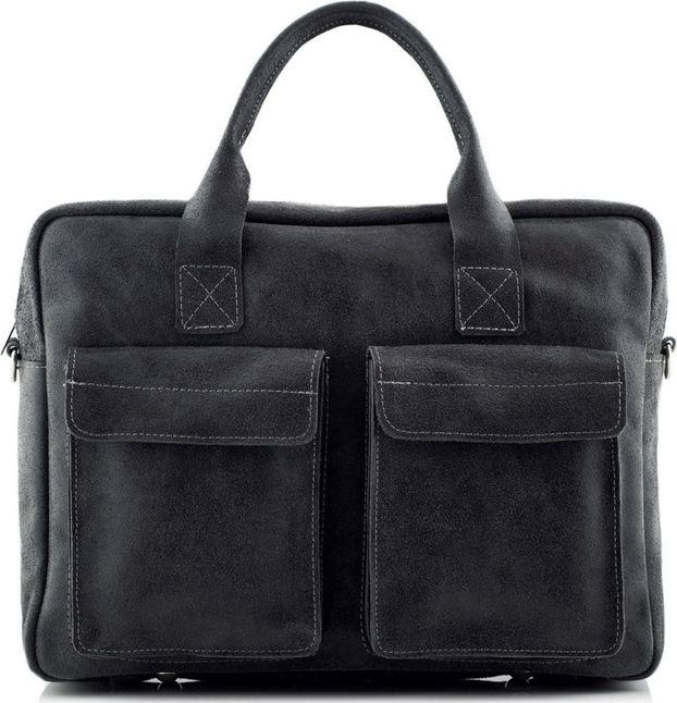 Belveder Czarna teczka na laptopa 15,6 skórzana BV82