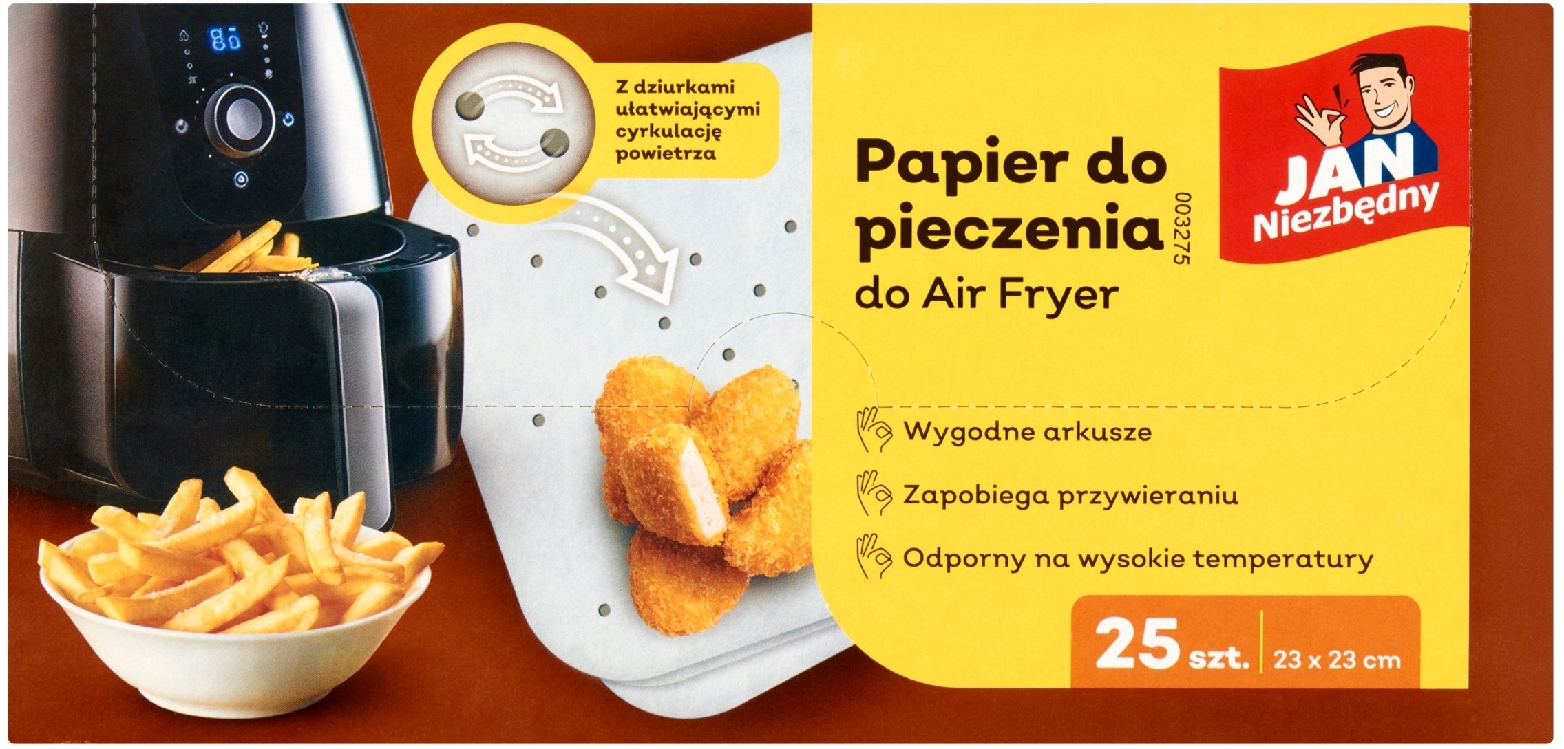 Sarantis Papier do pieczenia Jan Niezbędny do frytkownicy bez tłuszczu 25 szt. 23x23 cm