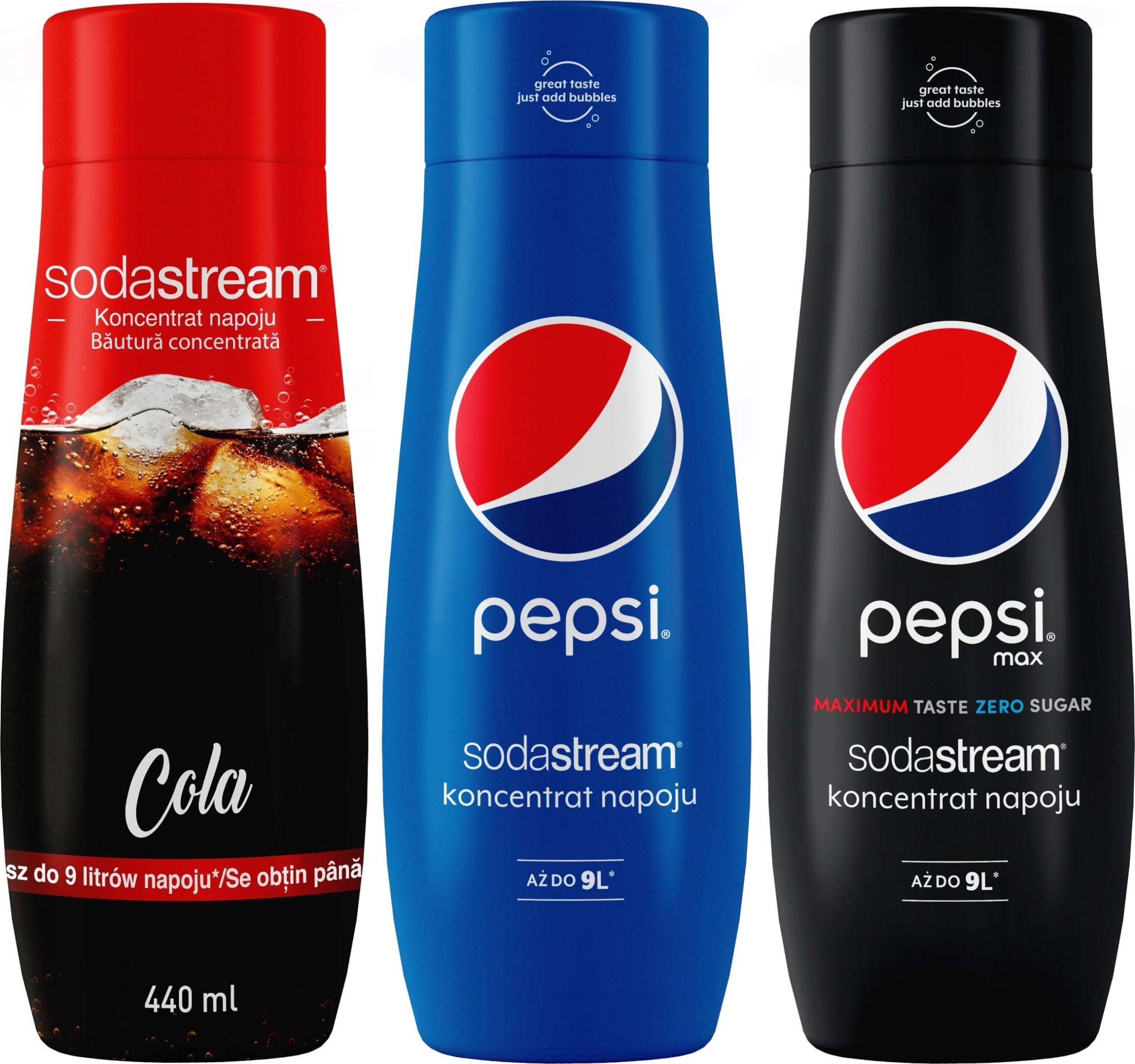 Zestaw 3 koncentratów SodaStream Cola+Pepsi+Pepsi MAX