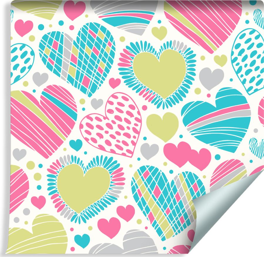 Muralo Tapeta Dla Dzieci - Piękne Kolorowe Serduszka