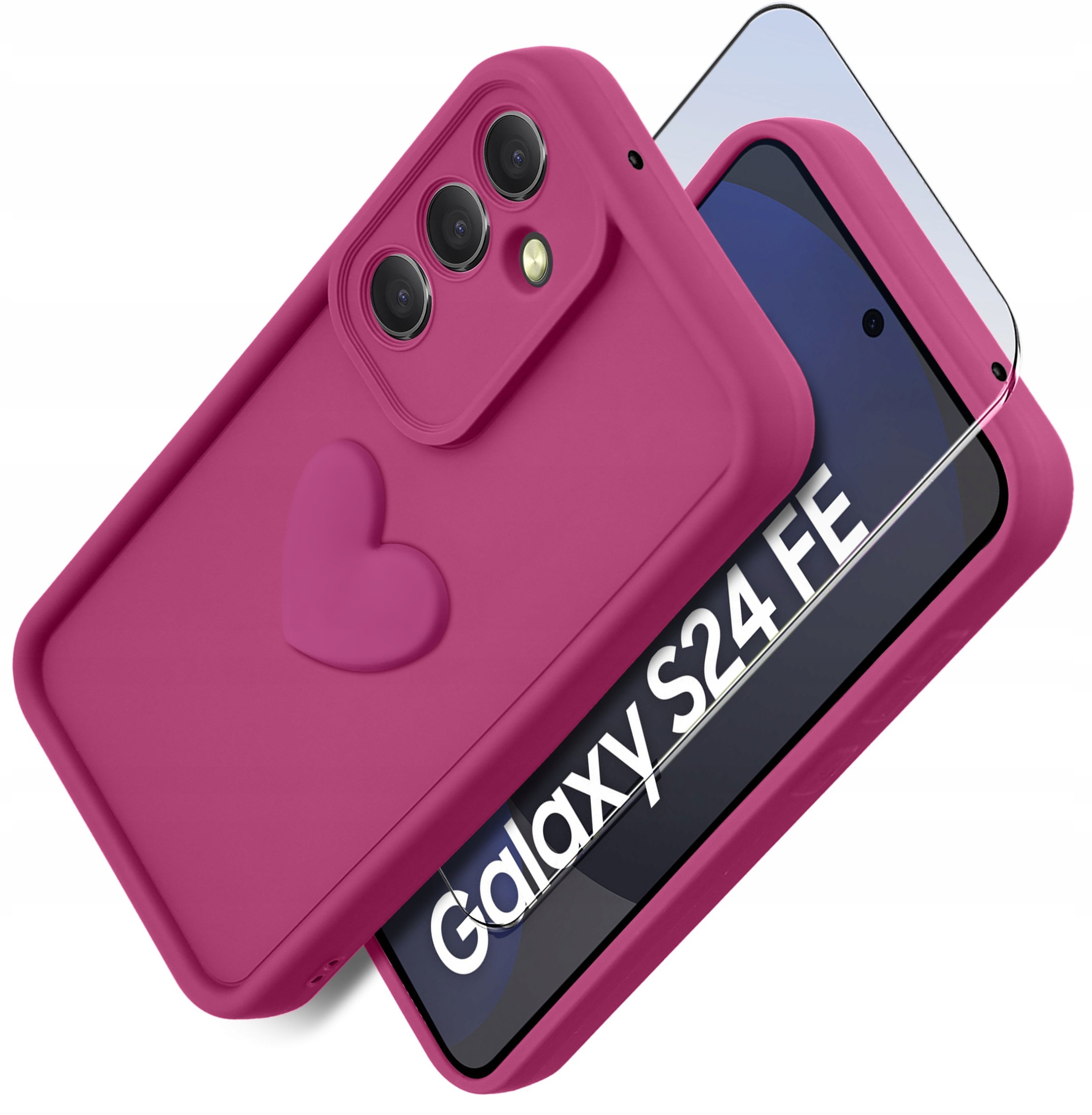 Etui do Samsung S24 FE silikonowe MATOWE serce + Szkło ochronne na ekran 9H