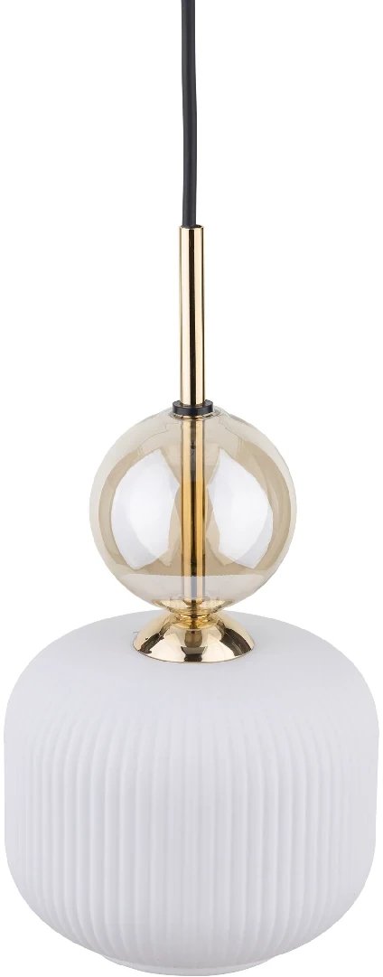 Wisząca lampa do salonu Sophia Cognac 11589 kule ryflowane biały