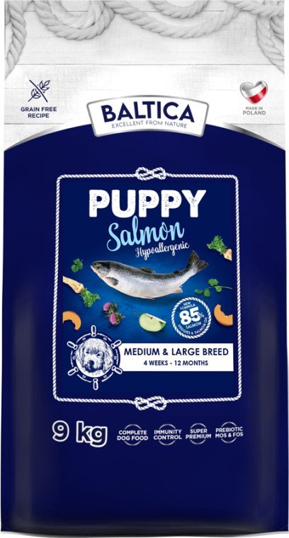 Baltica Karma dla szczeniaka Puppy Salmon Hypoallergenic psy ras średnich i dużych - Baltica - 9 kg