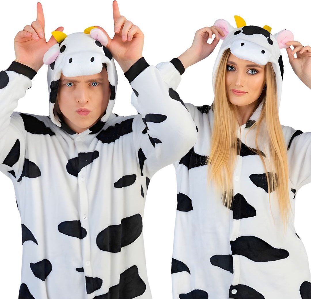 nerd hunters Piżama Onesie Kigurumi Kostium Przebranie Krowa S: 145 - 155cm