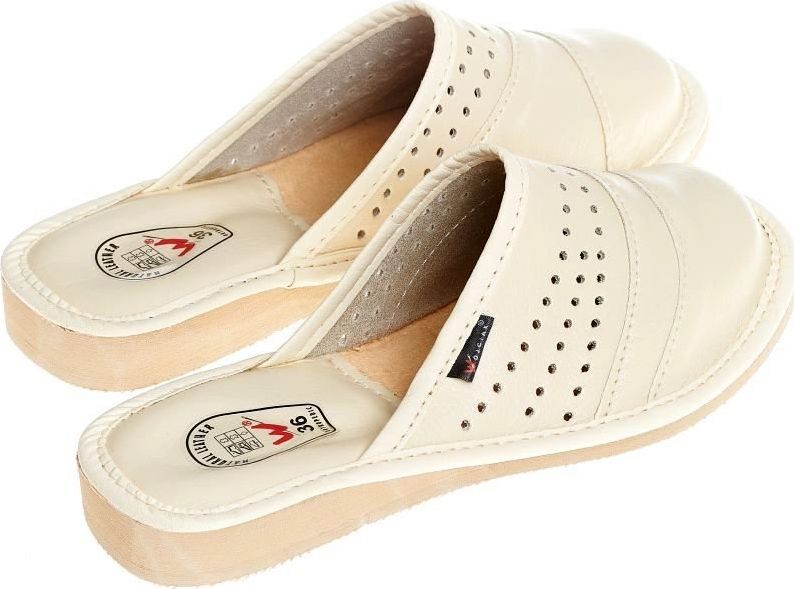 Wójciak Zabudowane, pantofle na subtelnym podwyższeniu pw145 ecru 36