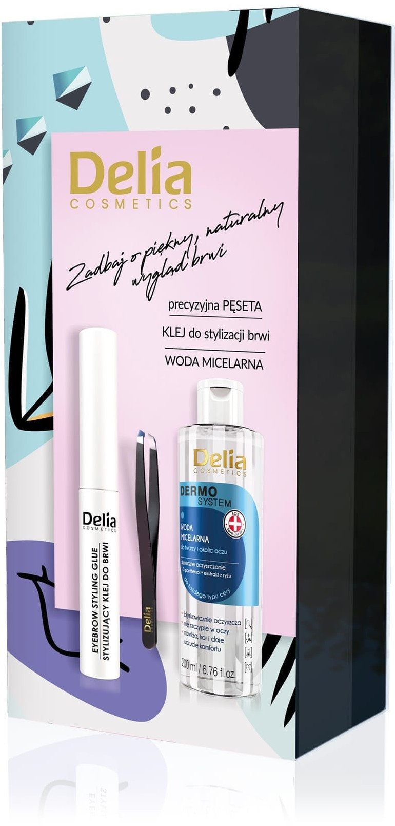 DELIA Zestaw Makeup 1 Woda micelarna + Klej + Pęseta